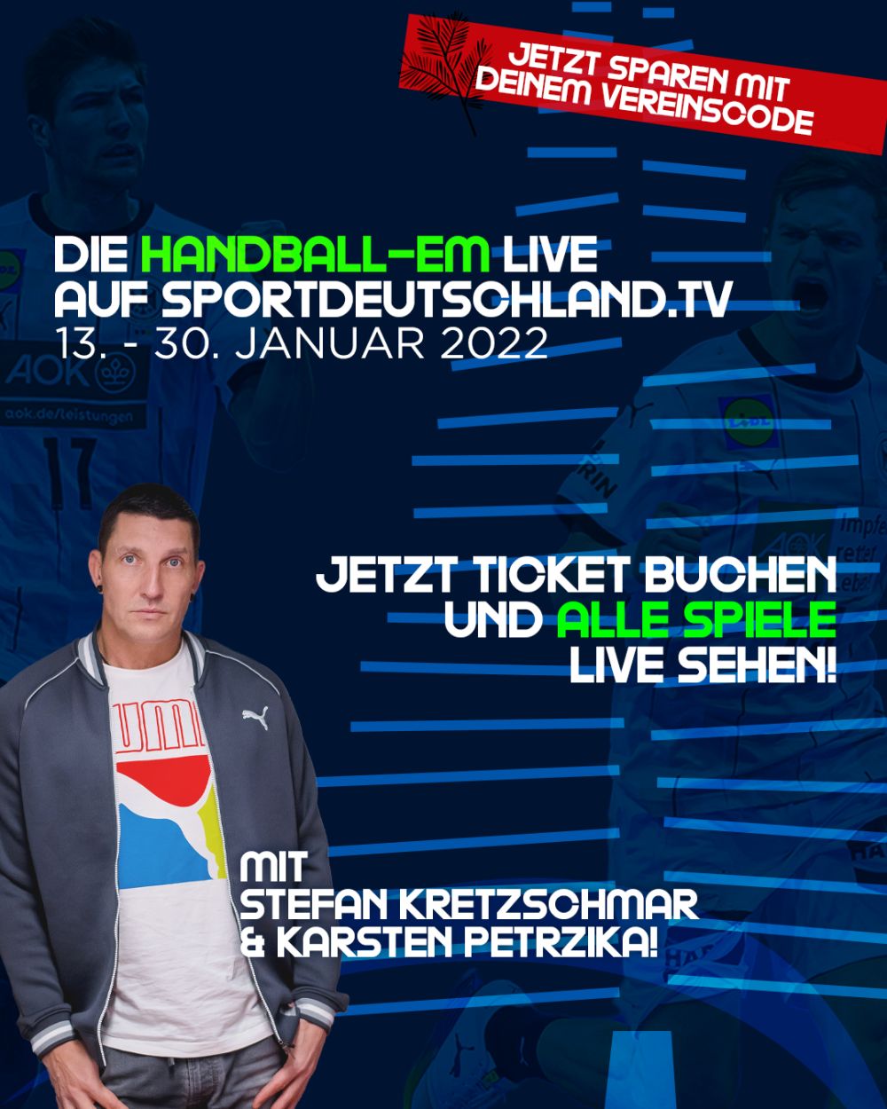 Alle Spiele der Handball-EM 2022 mit dem MadDogs-Rabattcode für zehn statt zwölf Euro sehen. Alle Spiele der Handball-EM mit dem vergünstigten Turnierpass schauen und den TSV unterstützen!